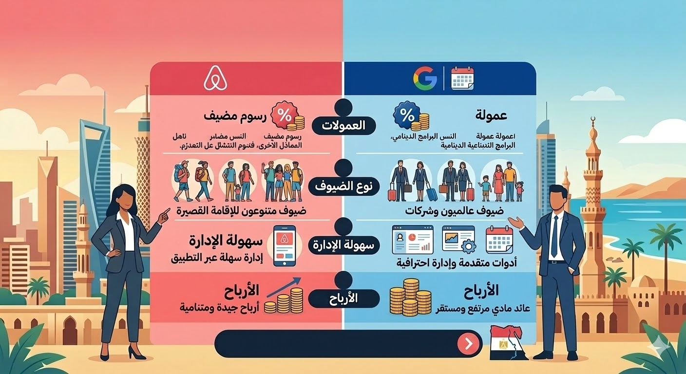 Airbnb مقابل Booking.com: أيهما أفضل للمضيف المصري في 2026؟